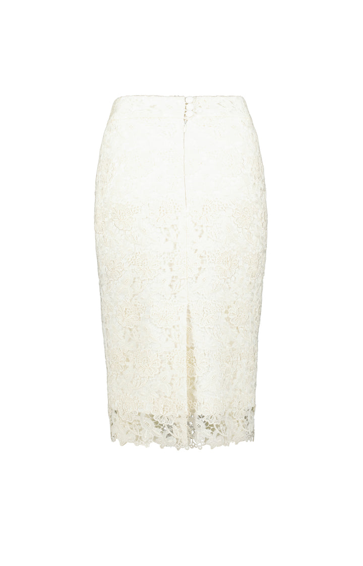 RUBIA IVORY LACE PENCIL SKIRT