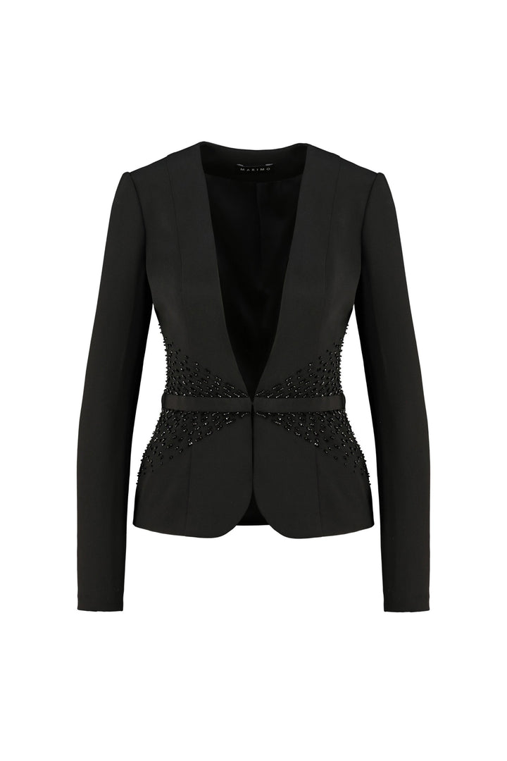 MEDINILLA LUXURIOUS BLACK SILK JACKET WITH CRYSTAL EMBROIDERY