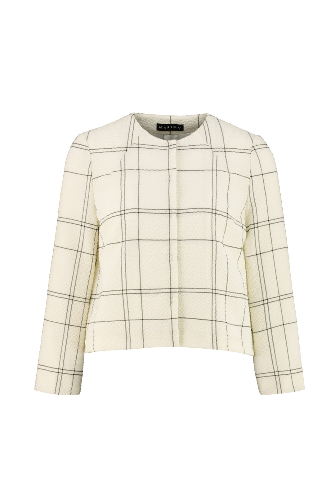 LAPORTEA CREAM PLAID WOOL SEERSUCKER JACKET