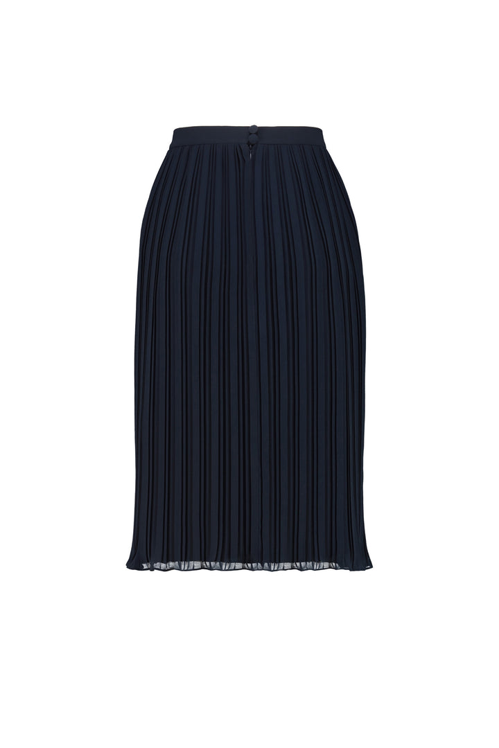 LANTANA NAVY BLUE PLISSÉ PENCIL SKIRT
