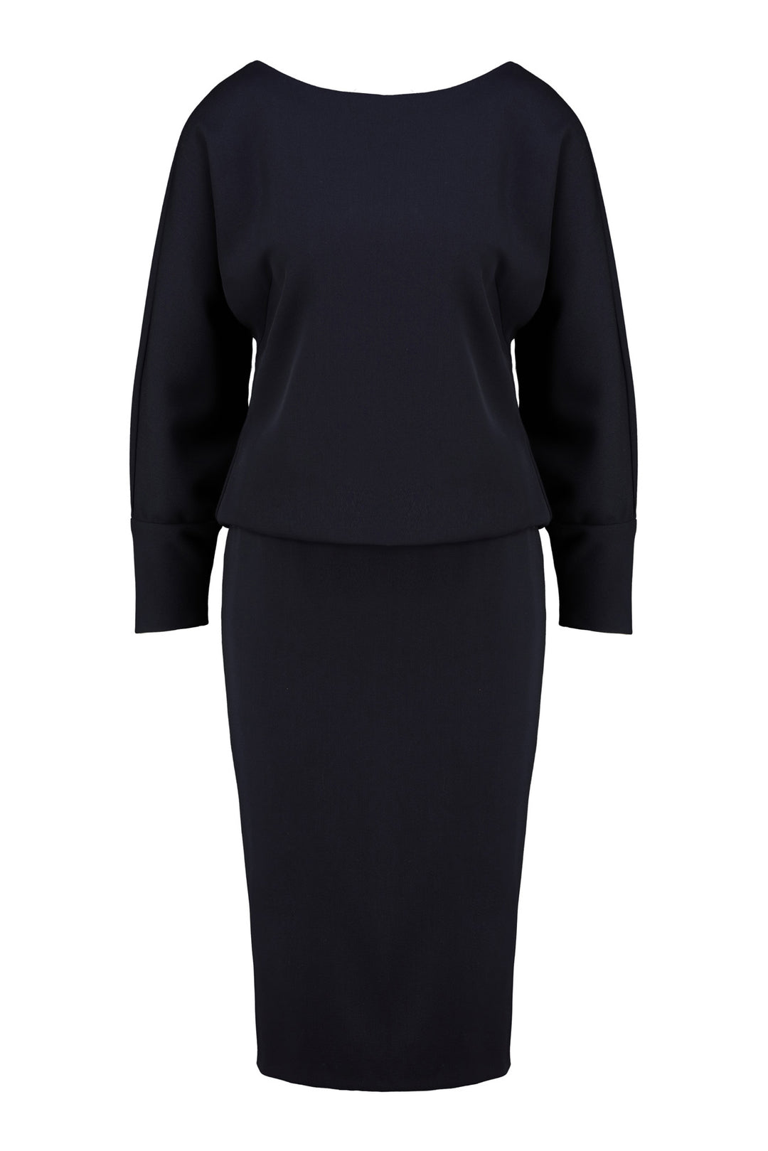 KAEMPFERIA ELEGANT WOOL CREPE NAVY BLUE DRESS
