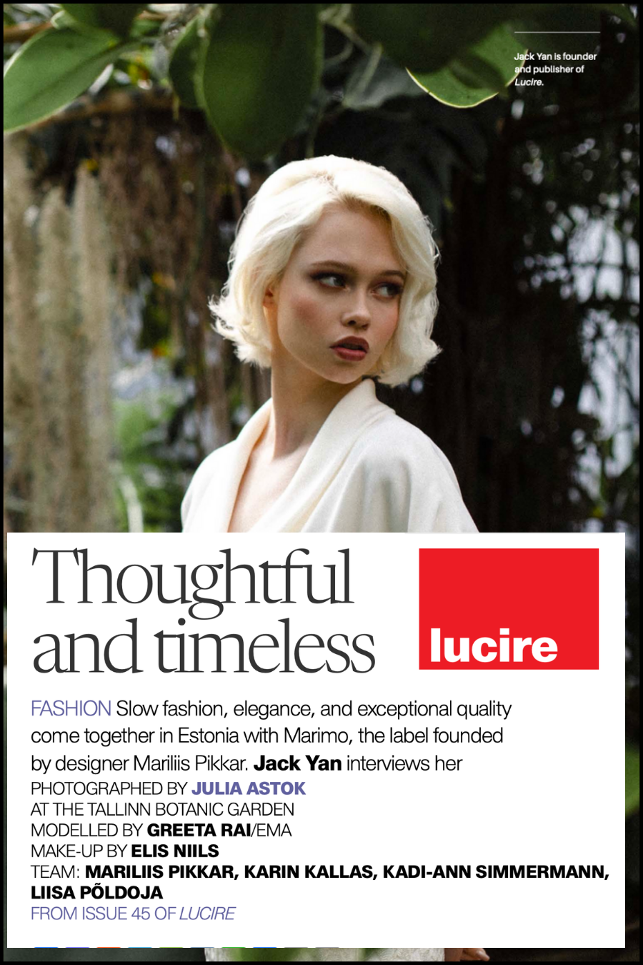 MARIMO FEATURED IN LUCIRE MAGAZINE: INTERVIEW WITH FOUNDER MARILIIS