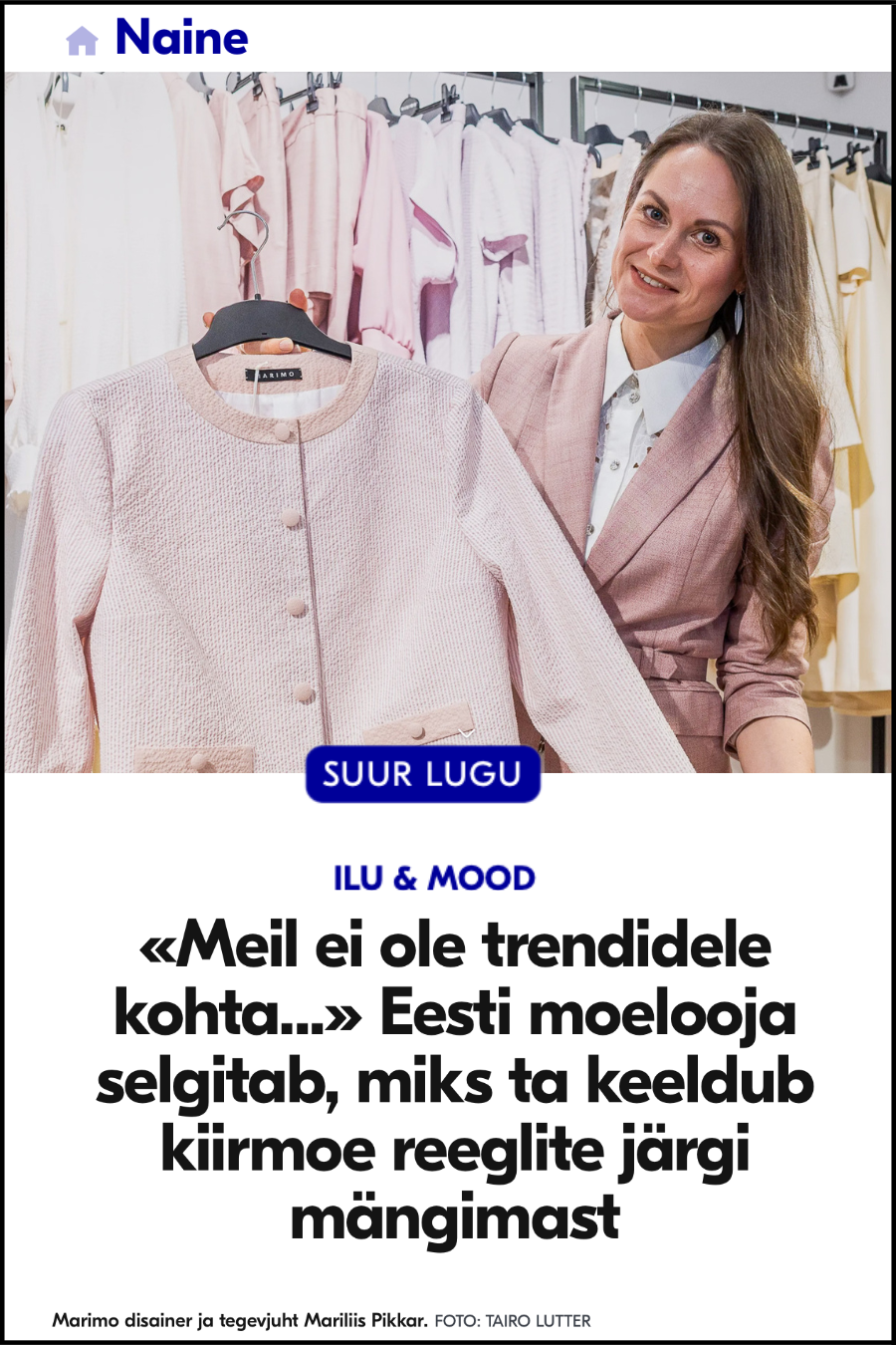 POSTIMEES NAINE NEWSPAPER INTERVIEW ONLINE ARTICLE