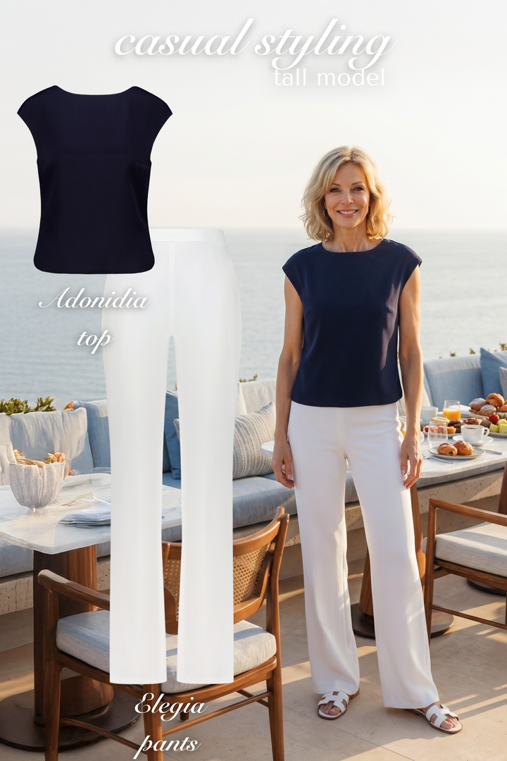 ADONIDIA NAVY SILK TOP