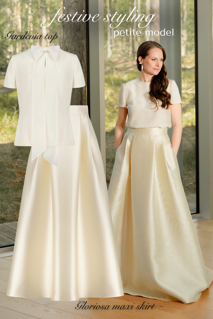 GLORIOSA CHAMPAGNE TEXTURED MAXI SKIRT