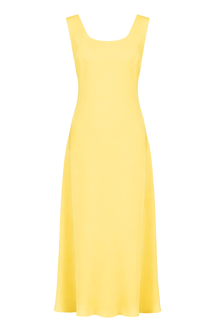 ALOCASIA PRIMROSE YELLOW SILK SLIP DRESS