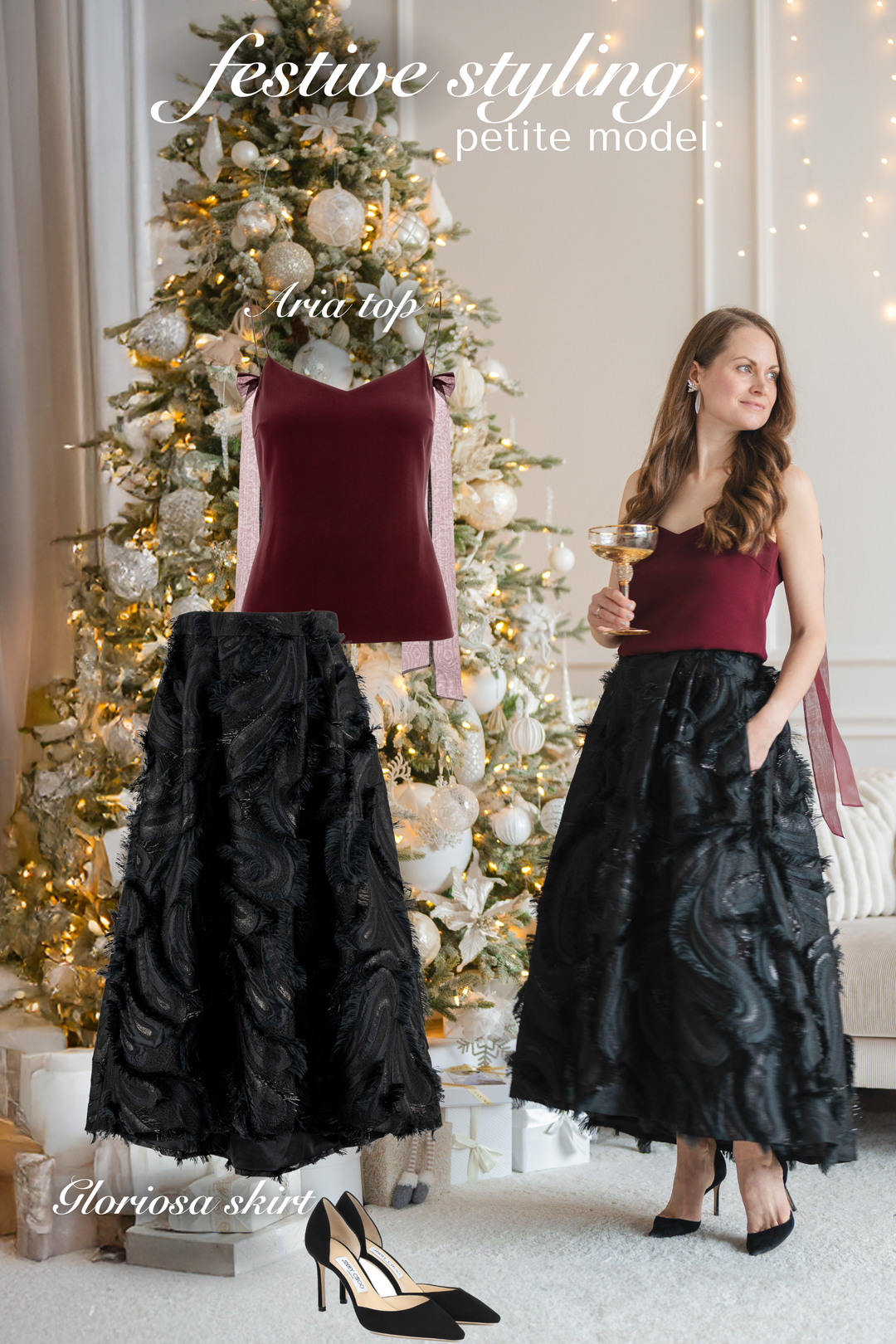 ARIA DEEP RED SPAGHETTI STRAP SILK TOP WITH BOW DETAILS