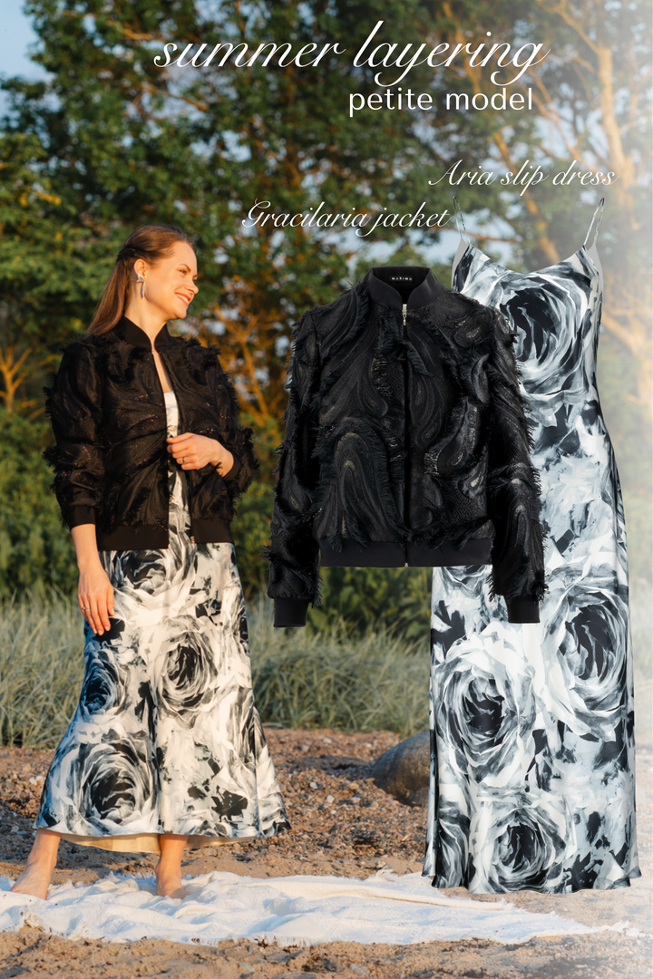 GRACILARIA BLACK JACQUARD BOMBER JACKET