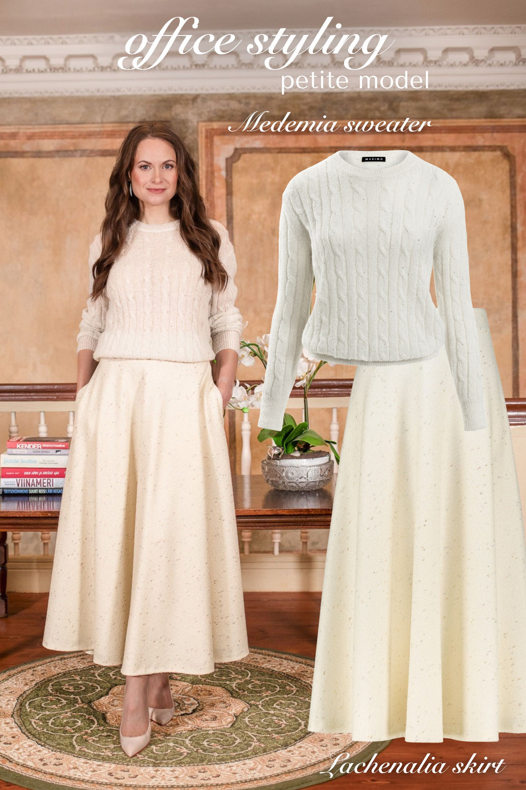 MEDEMIA STONE IVORY CABLE-KNIT ALPACA WOOL BLEND SWEATER