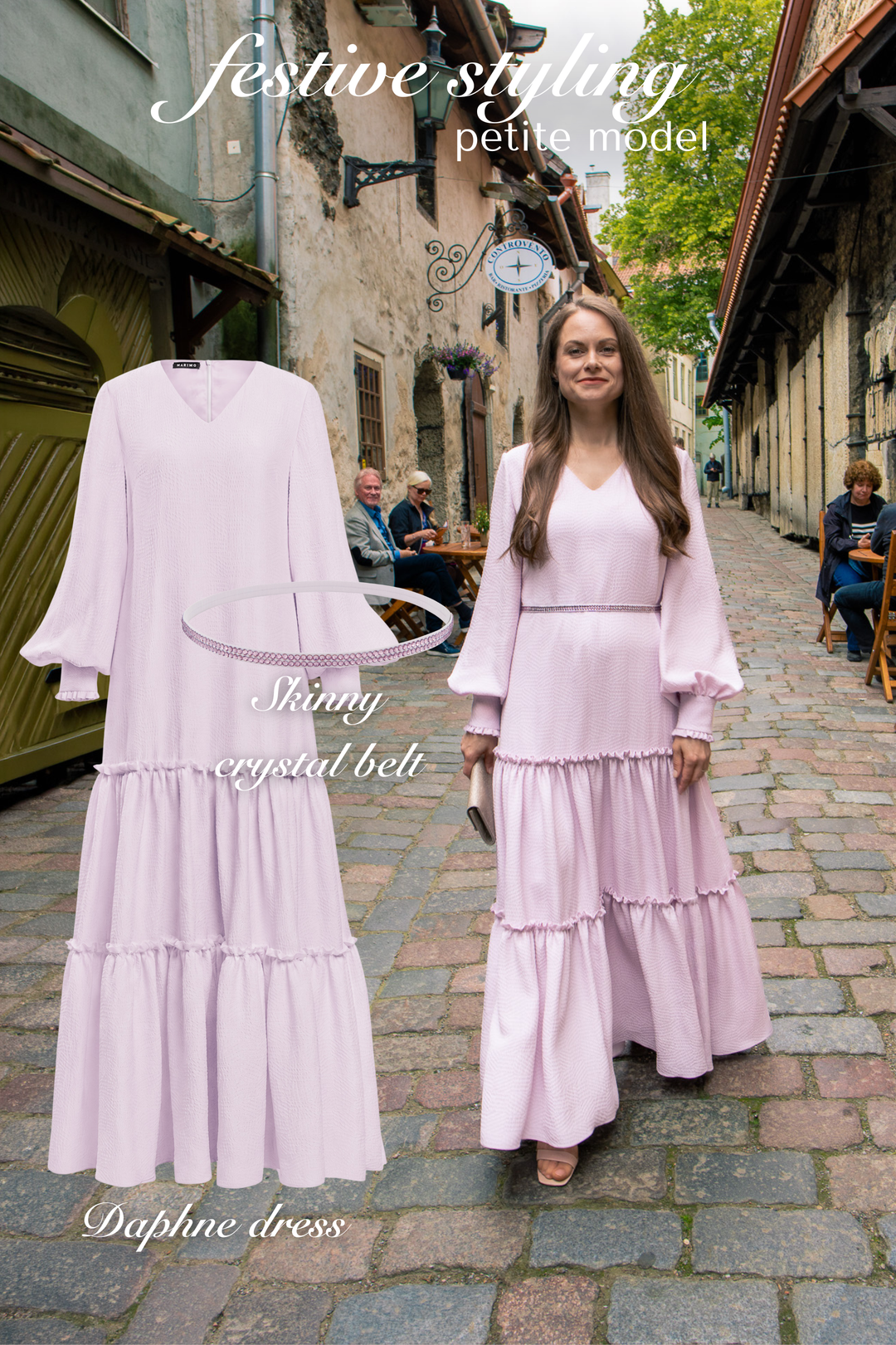 DAPHNE LAVENDER SILK JACQUARD MAXI DRESS WITH SLEEVES
