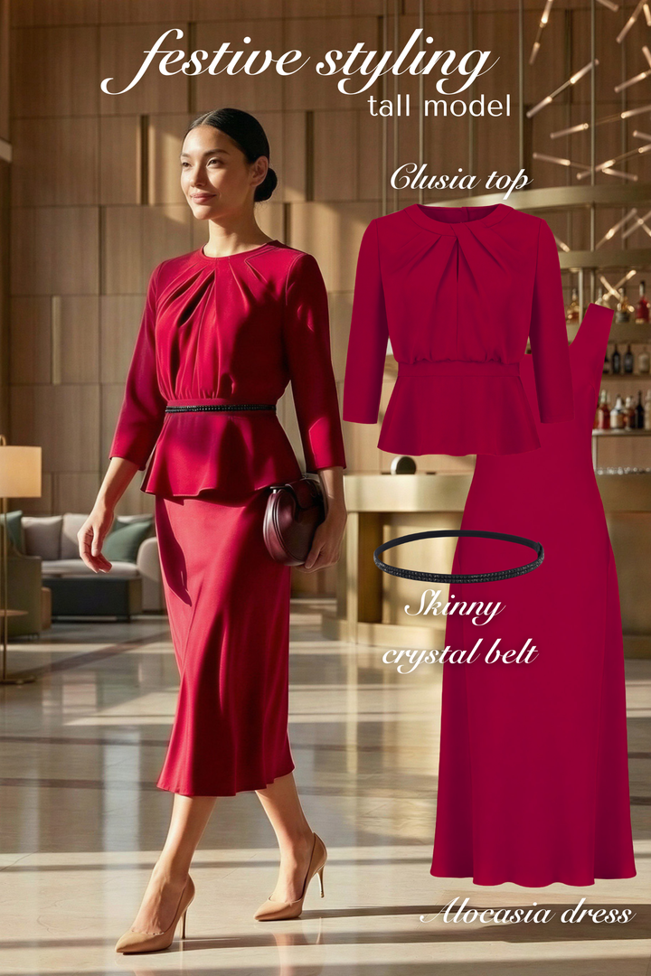 ALOCASIA DEEP RED SILK SLIP DRESS