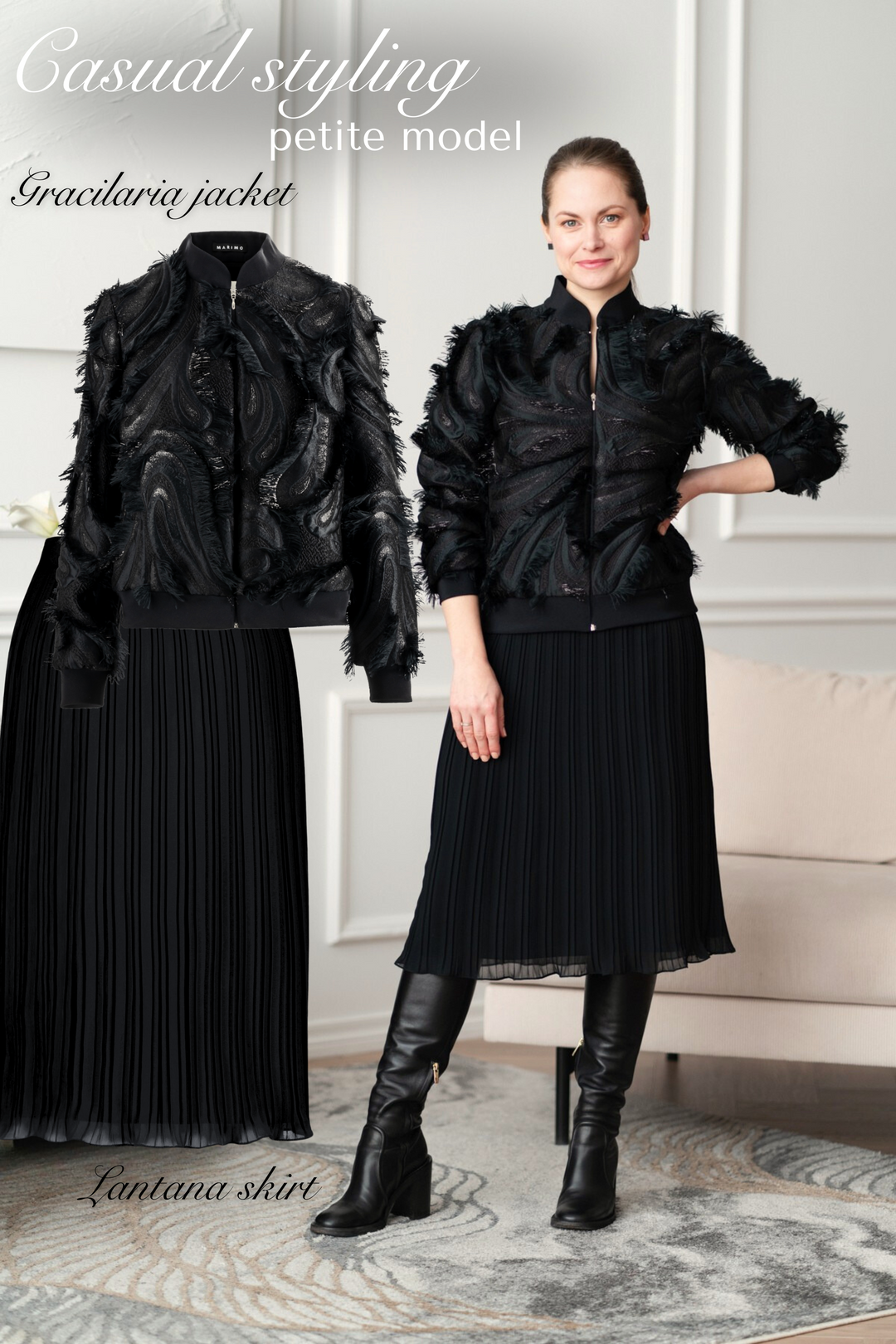 GRACILARIA BLACK JACQUARD BOMBER JACKET