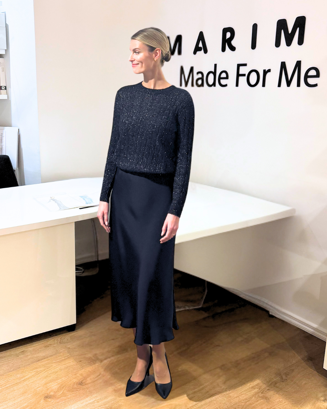 MEDEMIA BLACK SILVER CABLE-KNIT ALPACA WOOL BLEND SWEATER