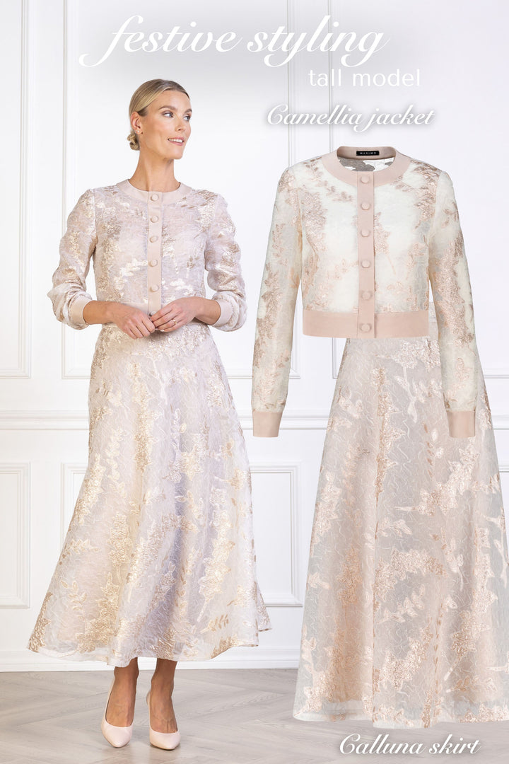 CAMELLIA OFF WHITE AND ROSE GOLD JACQUARD LIGHT JACKET