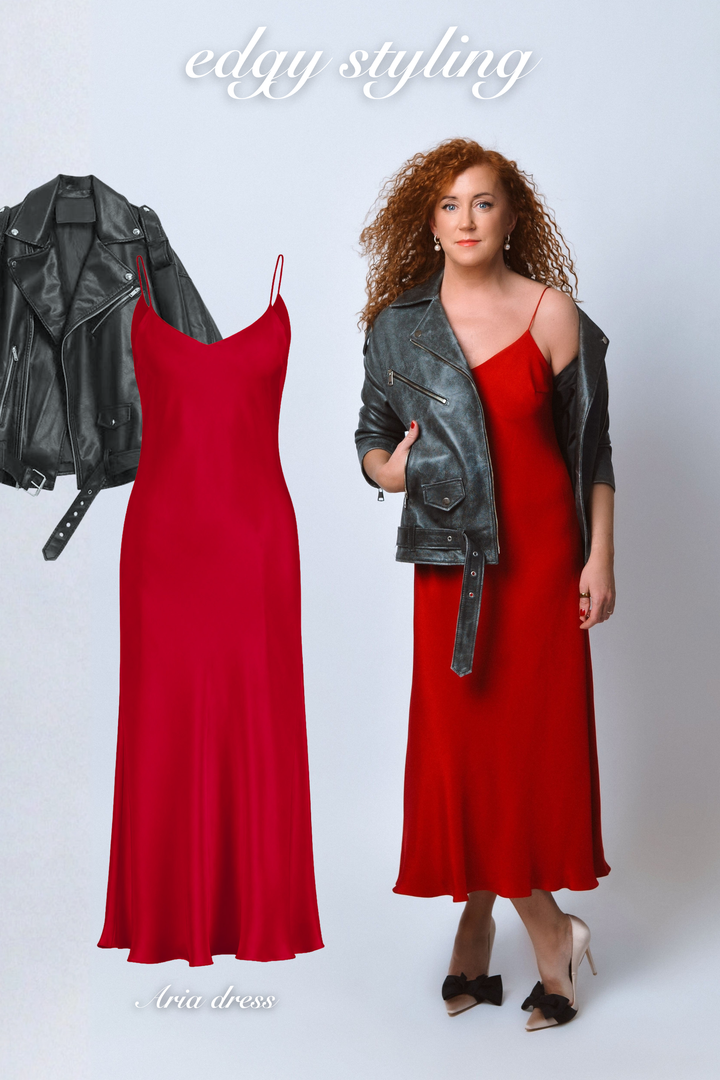 ARIA RED SILK SLIP DRESS