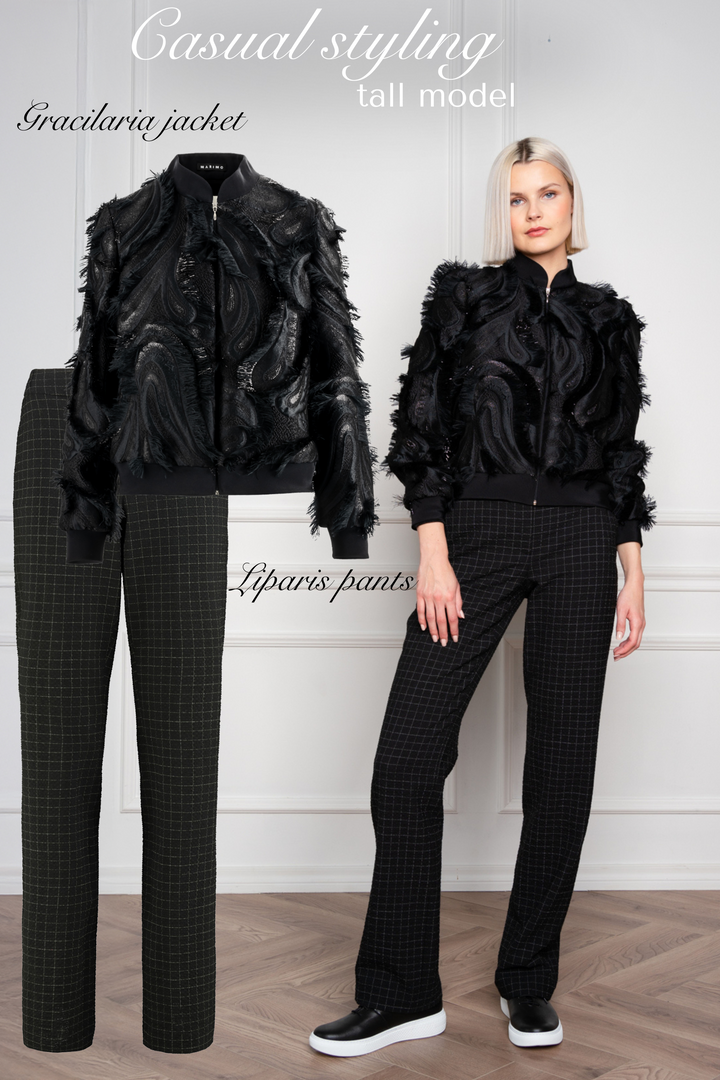 GRACILARIA BLACK JACQUARD BOMBER JACKET