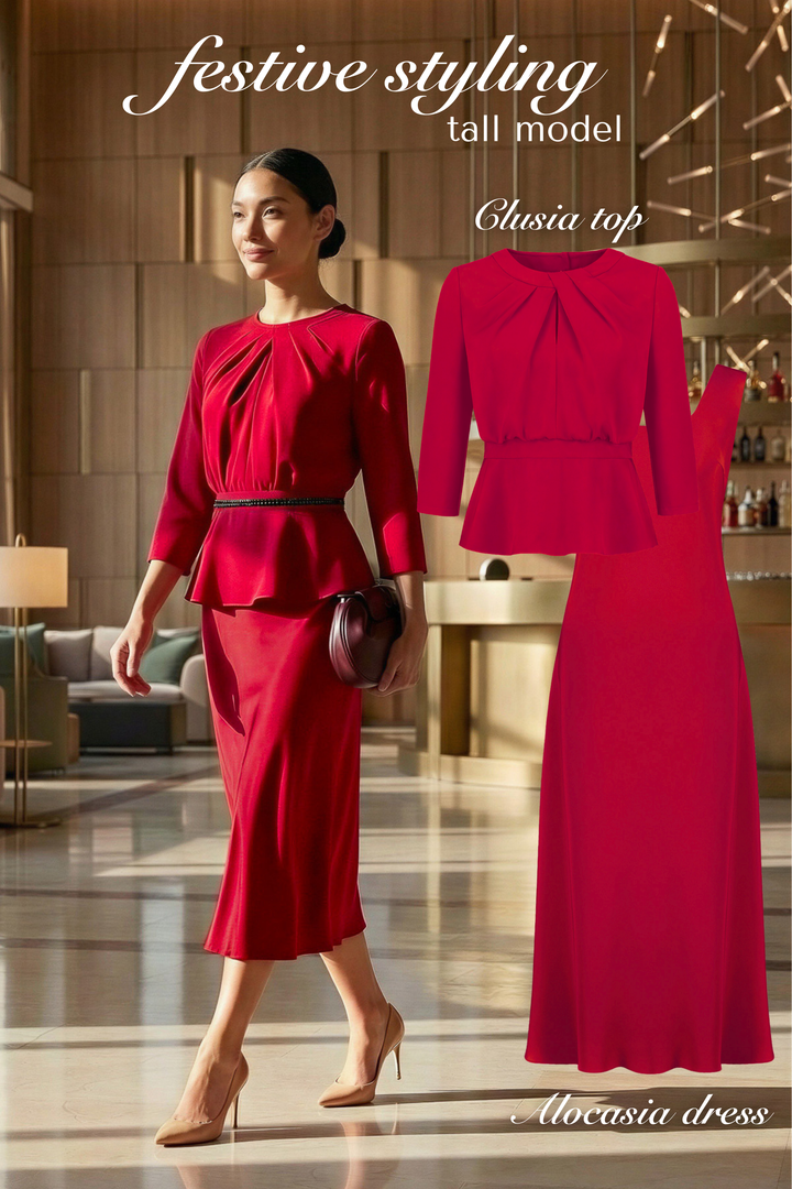 ALOCASIA RED SILK SLIP DRESS