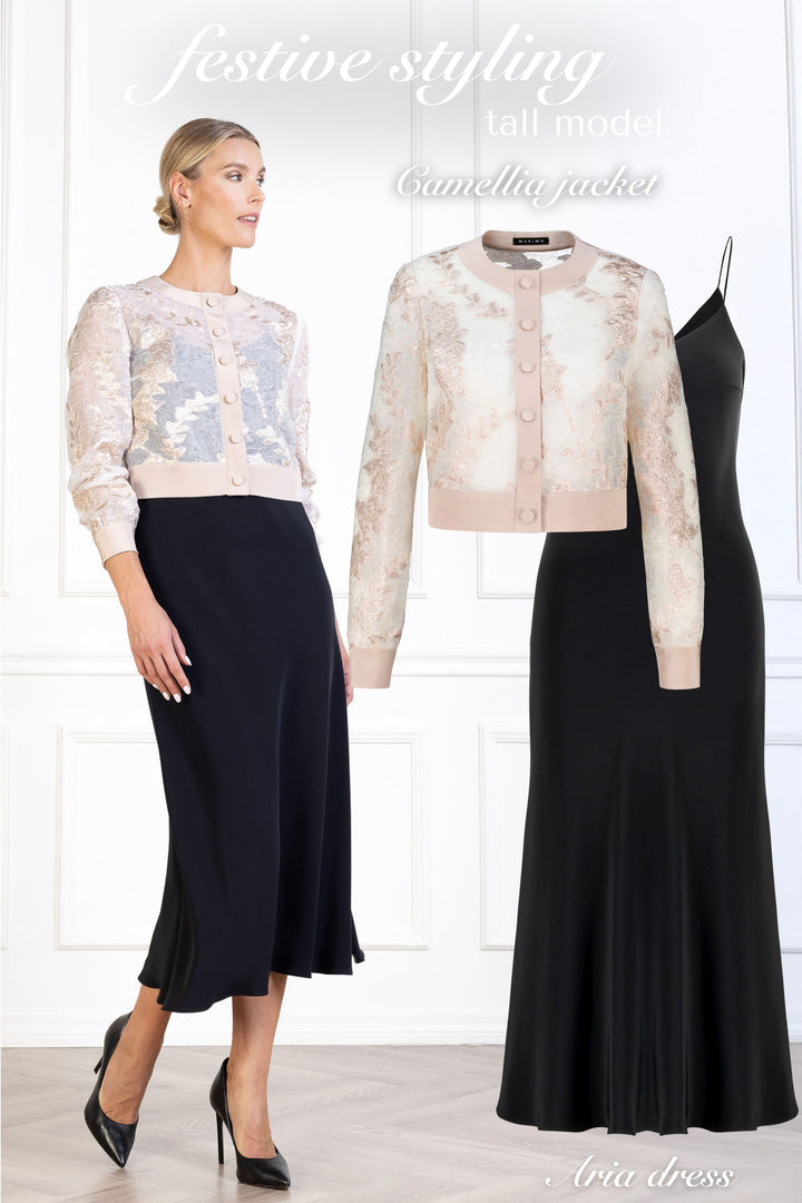 CAMELLIA OFF WHITE AND ROSE GOLD JACQUARD LIGHT JACKET