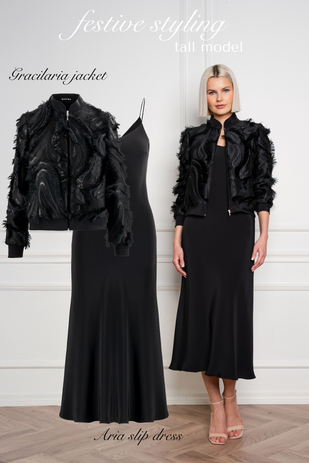 GRACILARIA BLACK JACQUARD BOMBER JACKET