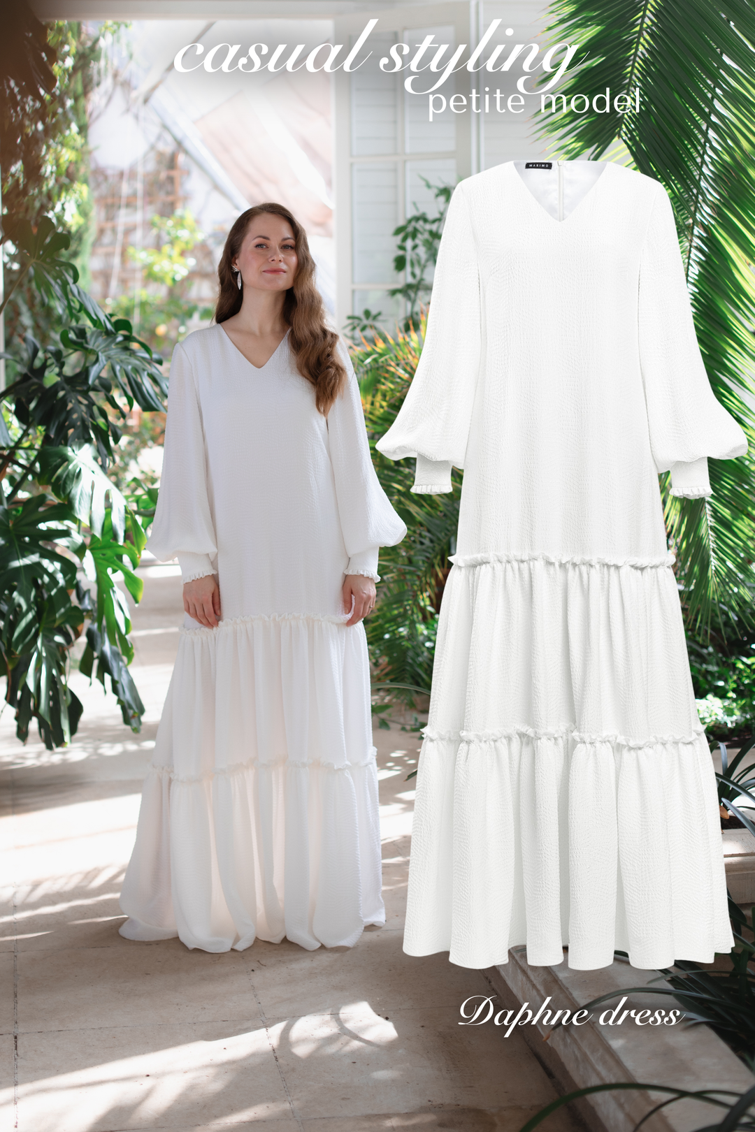 DAPHNE WHITE SILK JACQUARD MAXI DRESS WITH SLEEVES