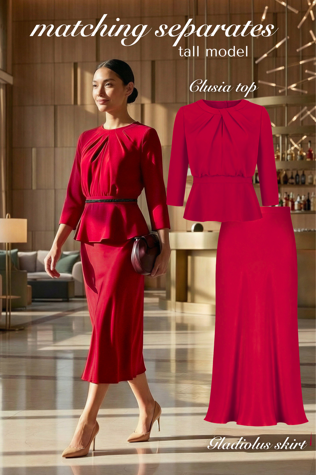 GLADIOLUS RED SILK SLIP SKIRT