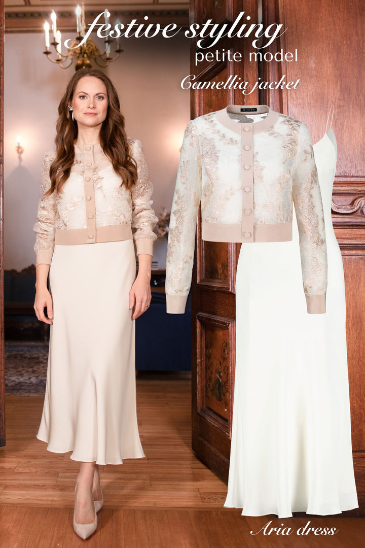 CAMELLIA OFF WHITE AND ROSE GOLD JACQUARD LIGHT JACKET