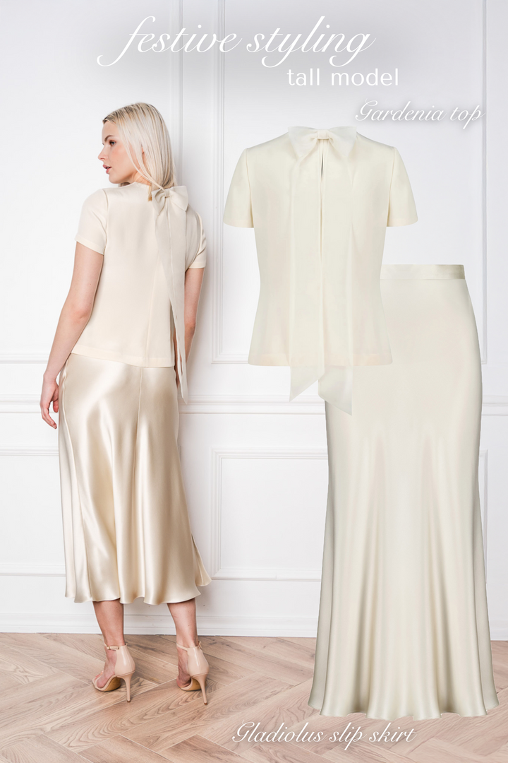 GARDENIA CREAM SILK BLOUSE WITH BOW DETAIL
