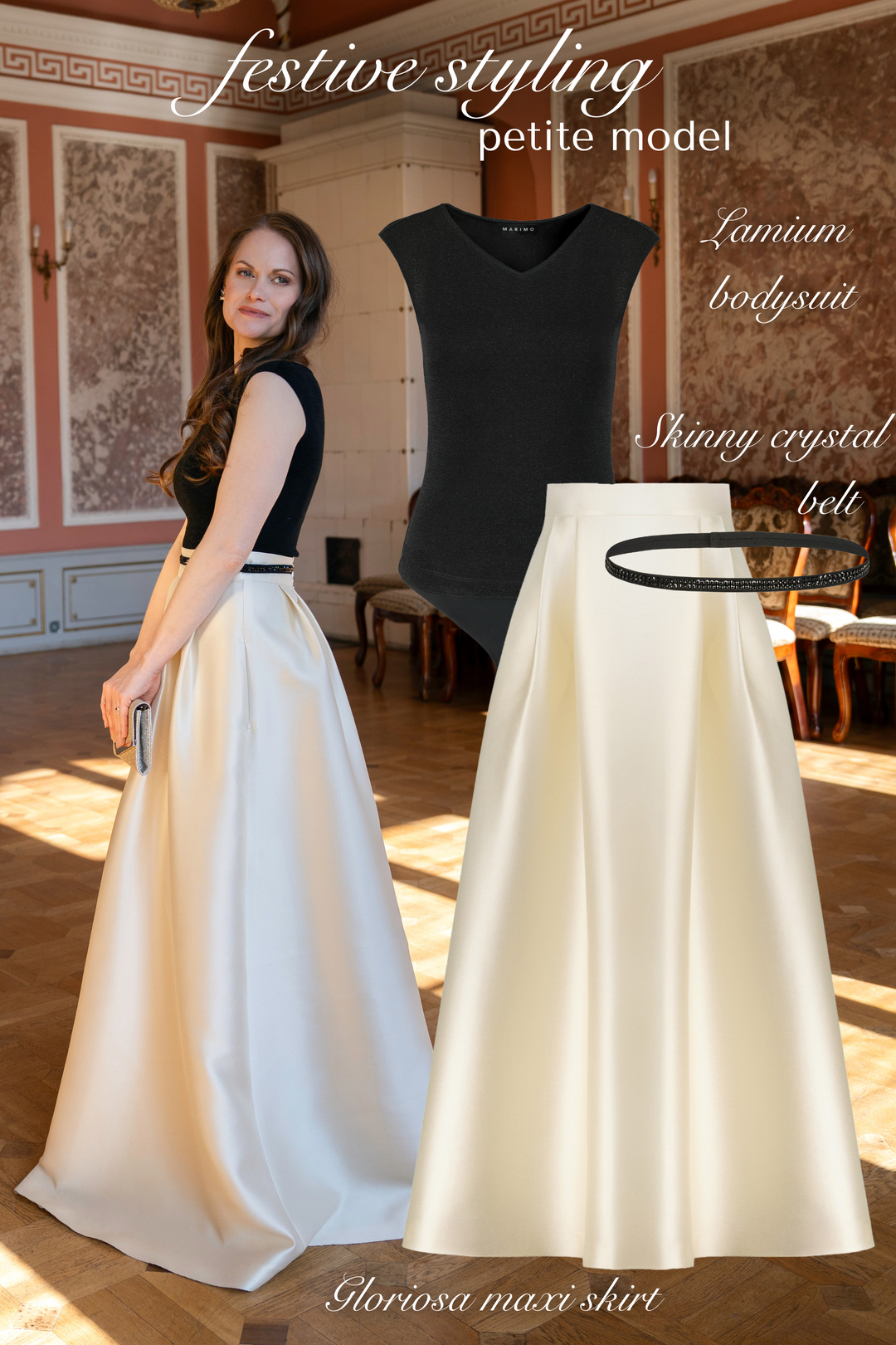 GLORIOSA CHAMPAGNE TEXTURED MAXI SKIRT