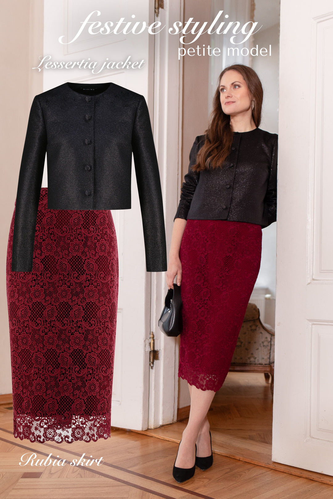 LESSERTIA BLACK SHIMMERING WOOL SILK BLEND JACKET