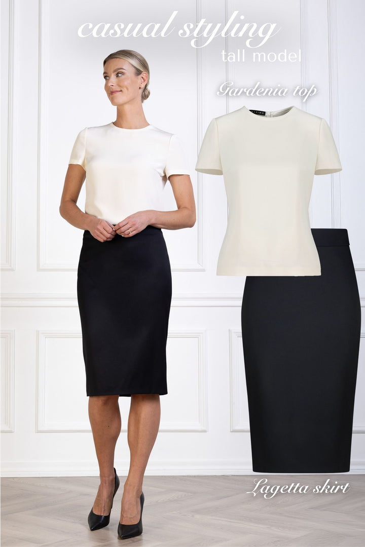 LAGETTA BLACK FINE WOOL PENCIL SKIRT