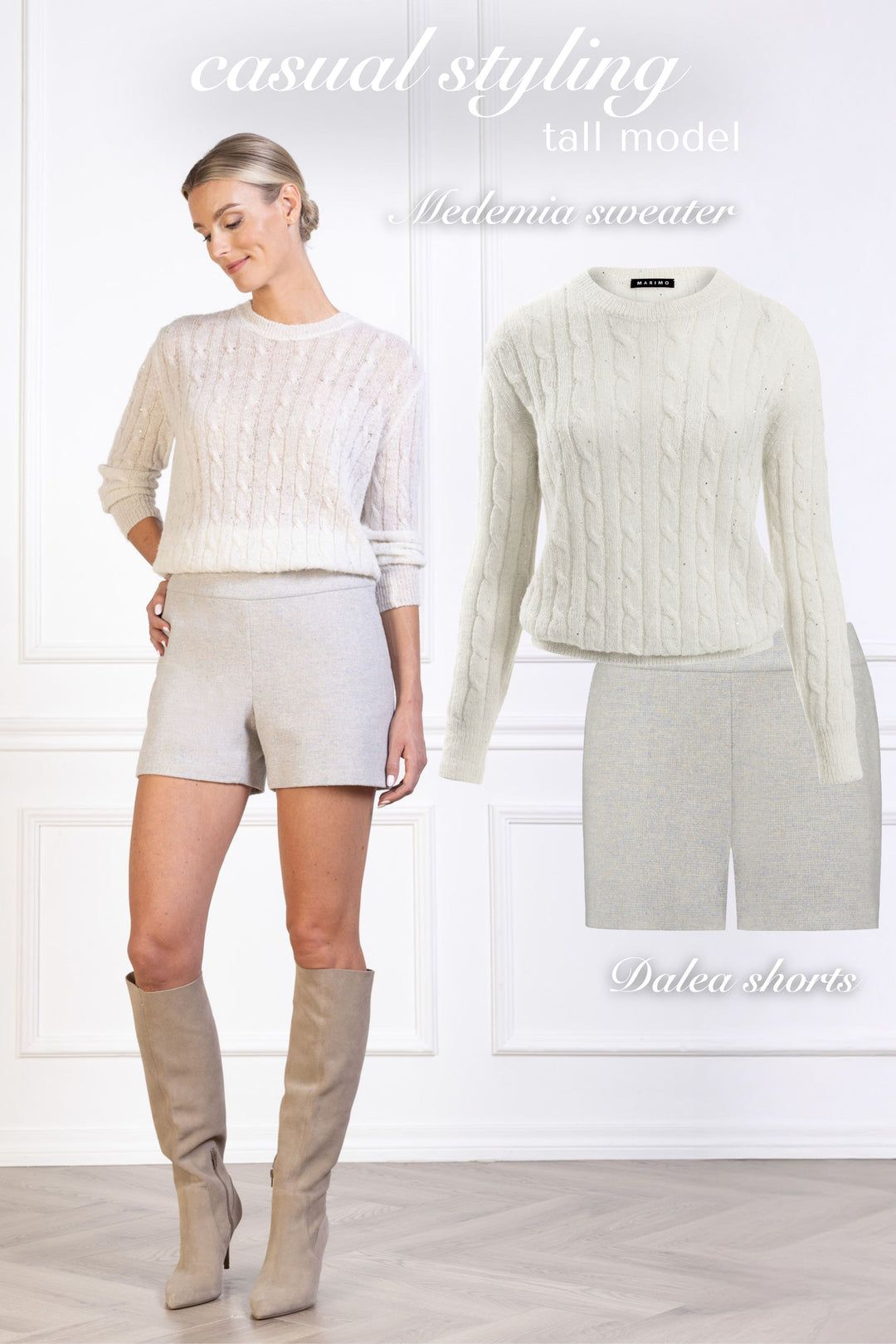 MEDEMIA STONE IVORY CABLE-KNIT ALPACA WOOL BLEND SWEATER