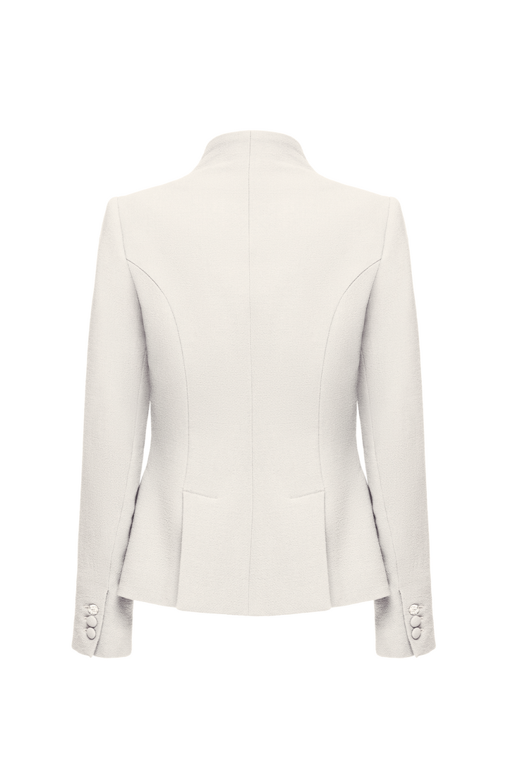 OLEANDRA IVORY WOOL JACKET WITH CRYSTAL EMBROIDERY