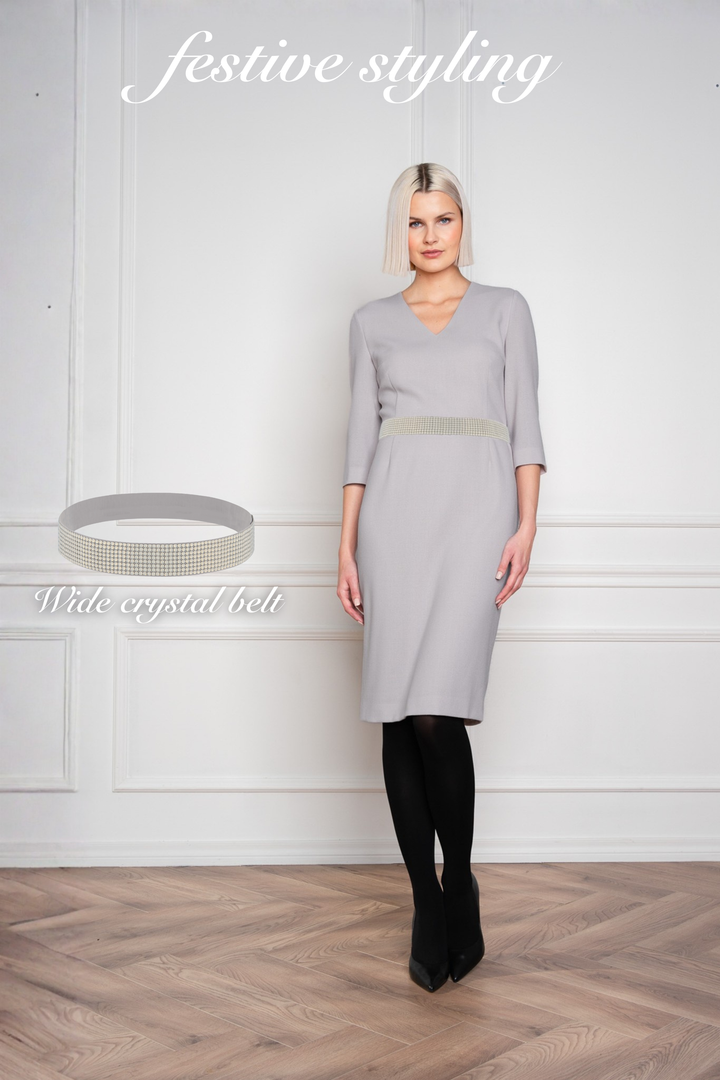 WIDE GRAY CRYSTAL BELT