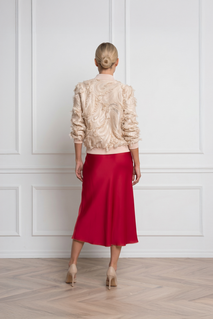 GRACILARIA BEIGE JACQUARD BOMBER JACKET