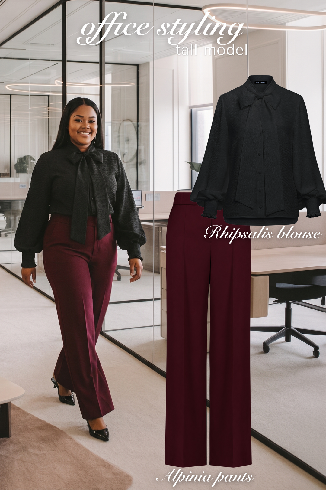 ALPINIA BURGUNDY FINE WOOL WIDE-LEG SUIT PANTS