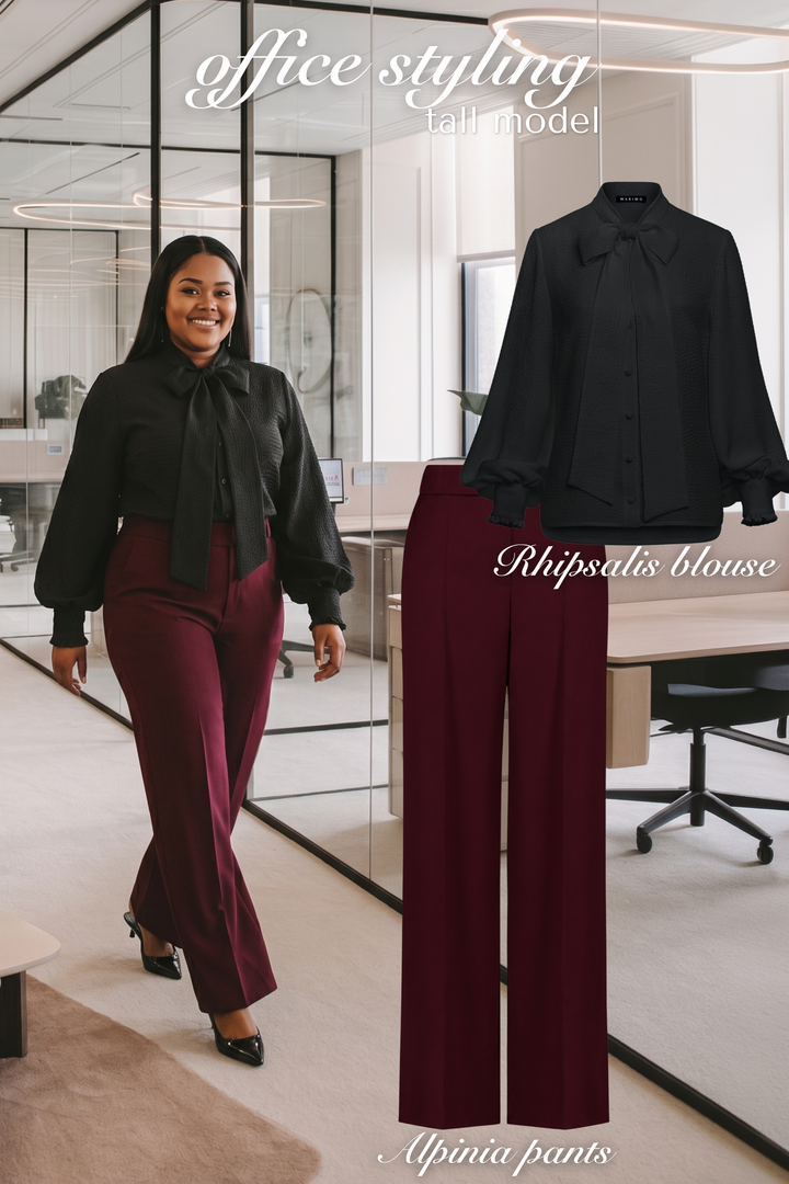 ALPINIA BURGUNDY FINE WOOL WIDE-LEG SUIT PANTS