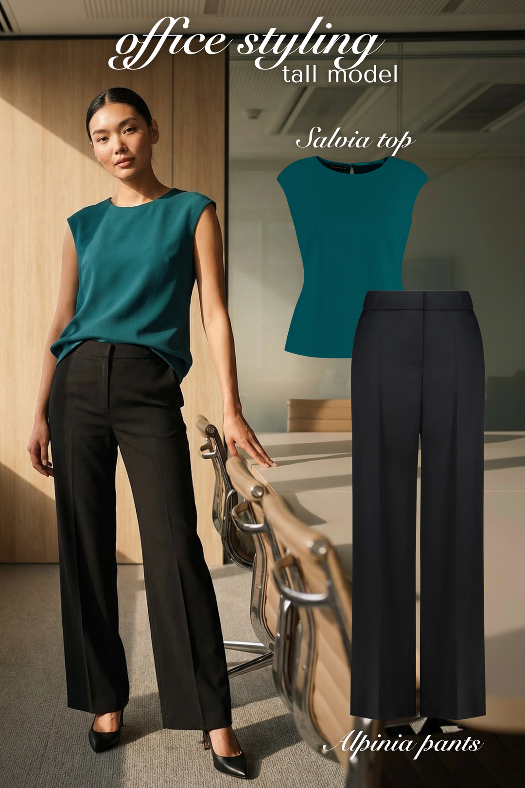 SALVIA TEAL WOOL CREPE BLOUSE