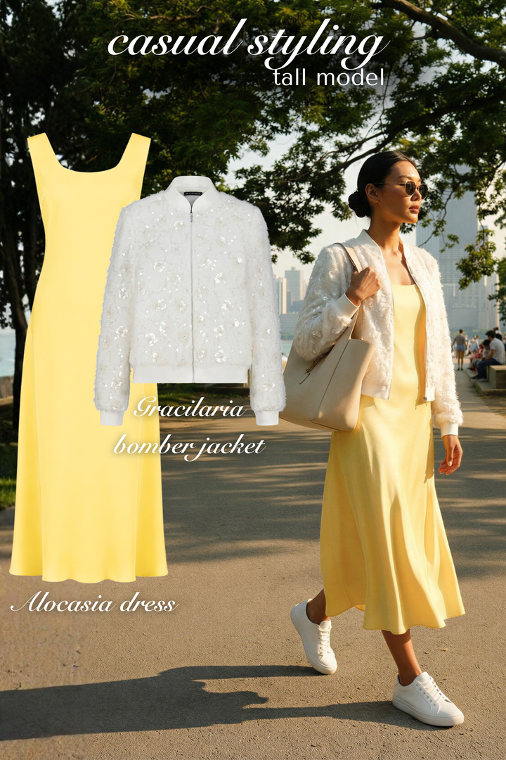 ALOCASIA PRIMROSE YELLOW SILK SLIP DRESS
