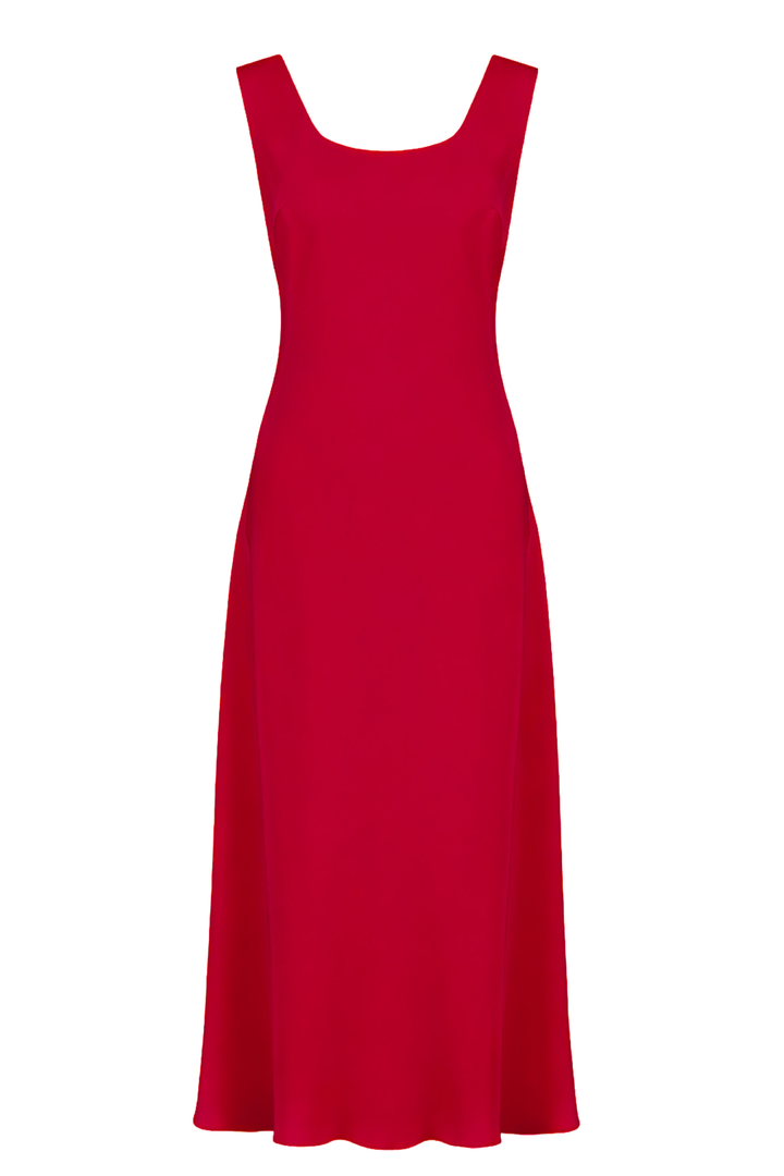 ALOCASIA RED SILK SLIP DRESS