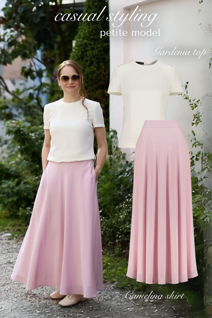 CAMELINA PINK SILK MAXI SKIRT