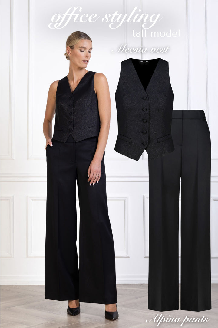 ALPINIA BLACK FINE WOOL WIDE-LEG SUIT PANTS