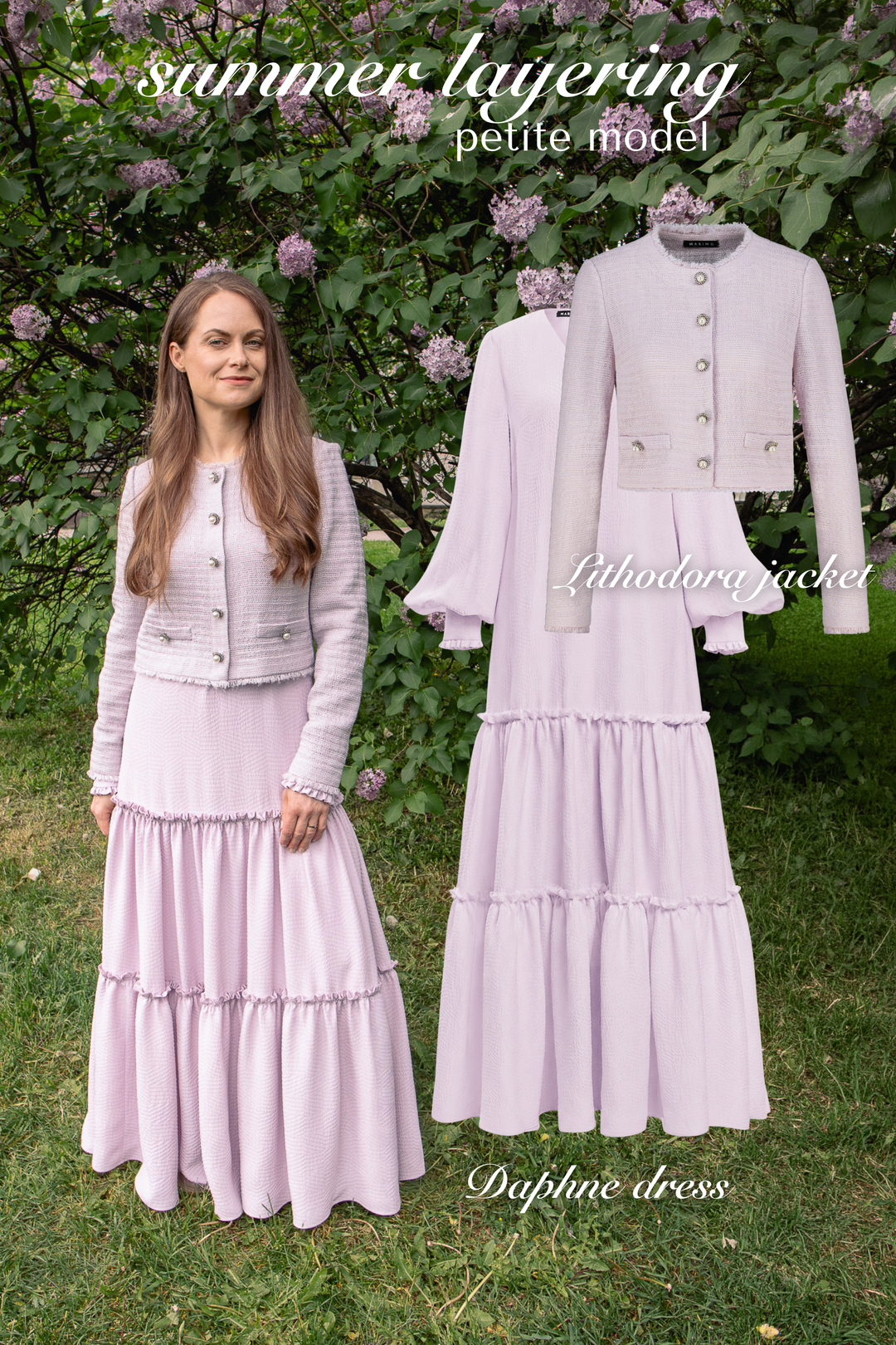 DAPHNE LAVENDER SILK JACQUARD MAXI DRESS WITH SLEEVES