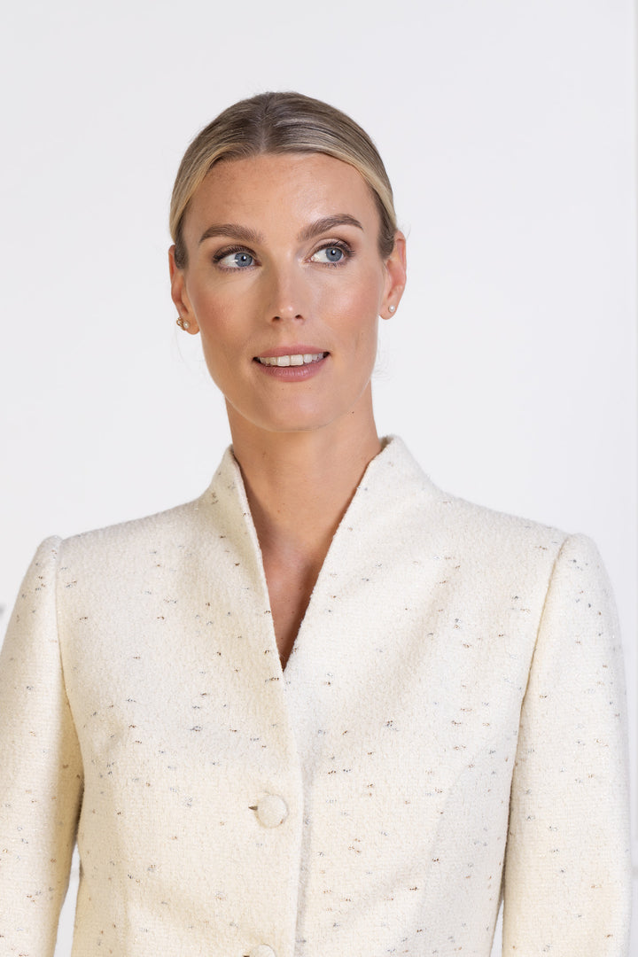 WRIGHTIA CREAM WOOL BLEND JACKET