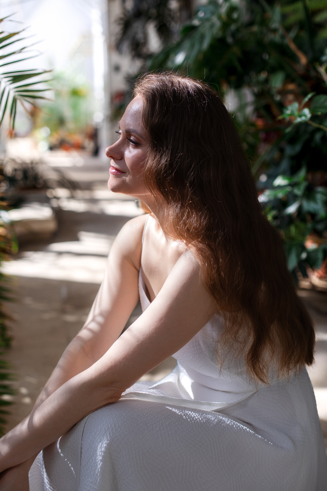 SENNA WHITE SILK JACQUARD SPAGHETTI STRAP DRESS