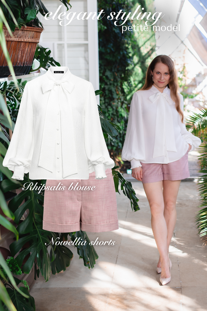 RHIPSALIS WHITE SILK JAQUARD NECK TIE BLOUSE