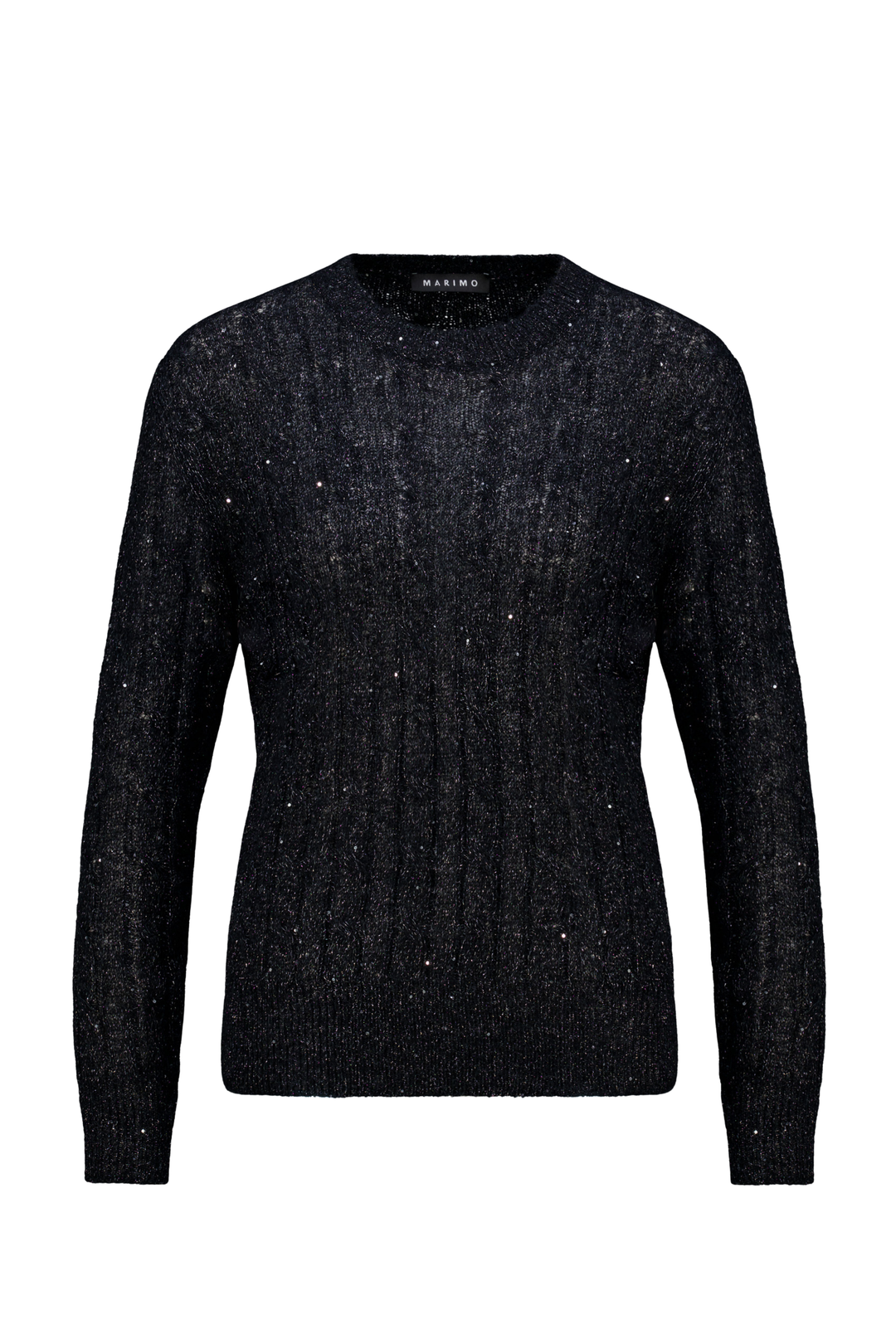 MEDEMIA BLACK SILVER CABLE-KNIT ALPACA WOOL BLEND SWEATER