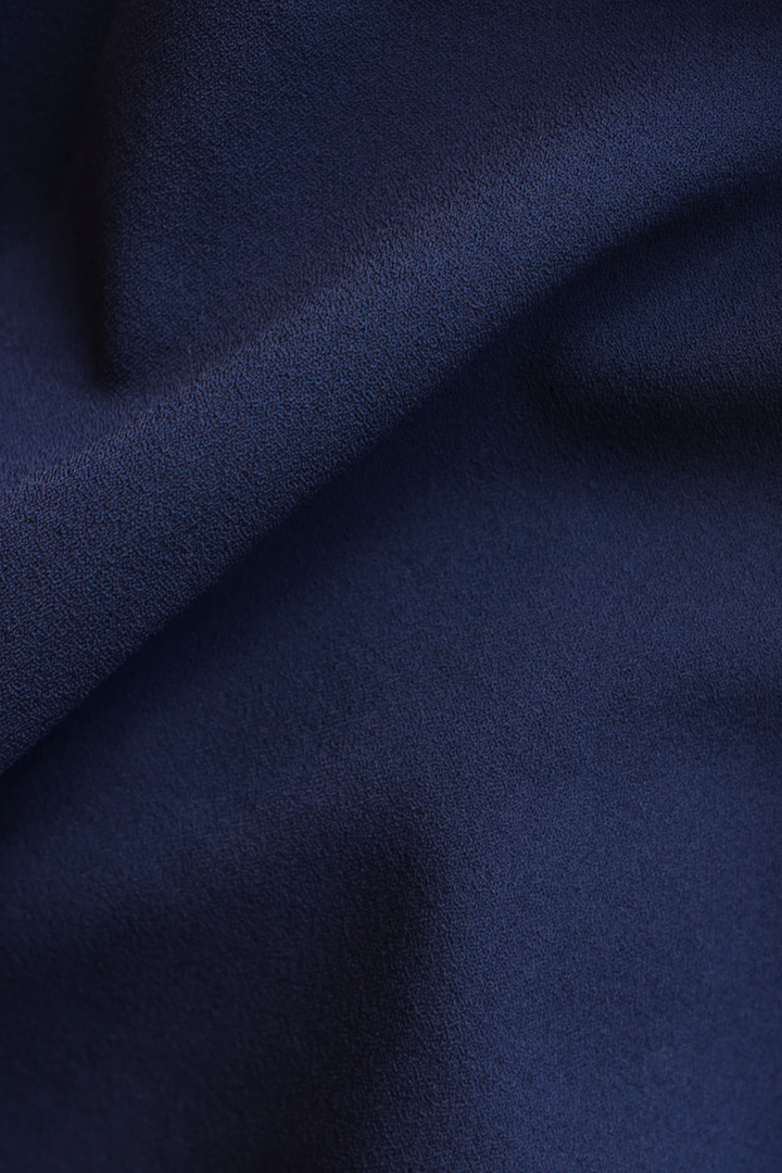 LEGAZPIA DARK BLUE WOOL CREPE KIMONO SLEEVE DRESS