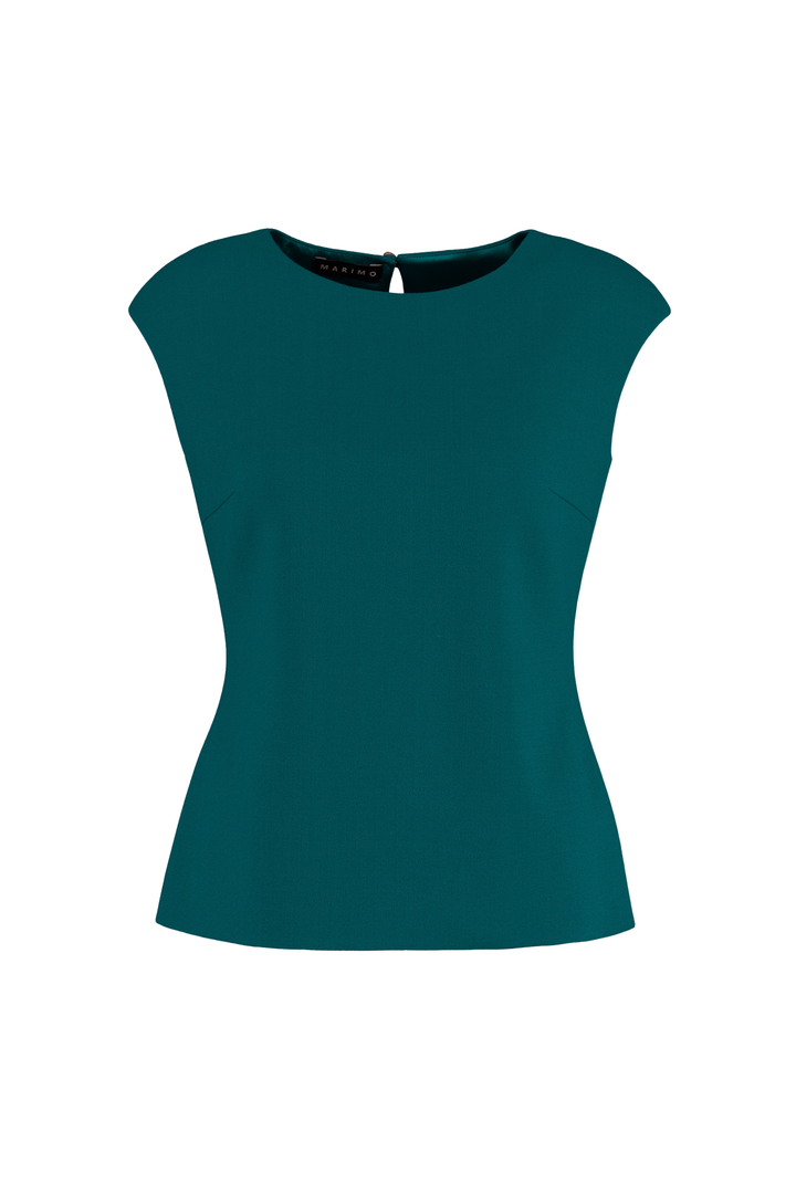 SALVIA TEAL WOOL CREPE BLOUSE