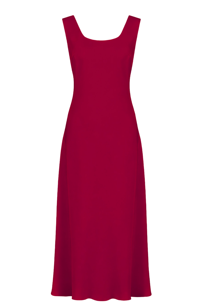 ALOCASIA DEEP RED SILK SLIP DRESS