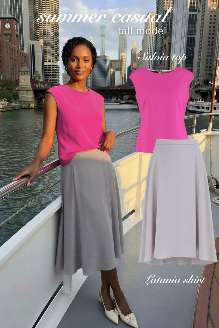 SALVIA FUCHSIA WOOL CREPE BLOUSE